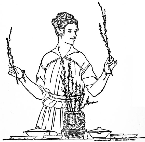 Woman holding up two branches