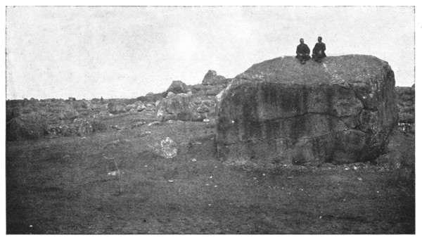 Fig. 21. A boulder-strewn soil of glacial origin with one of the large erratics on the right similar to those which early attracted attention to the drift. See page 105.