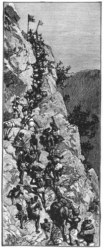EXPEDITION CLIMBING THE ROCK IN THE VALLEY OF ANKORI.