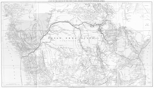 A MAP OF THE ROUTE OF THE EMIN PASHA RELIEF EXPEDITION THROUGH AFRICA  Copyright, 1890, by Charles Scribner’s Sons.