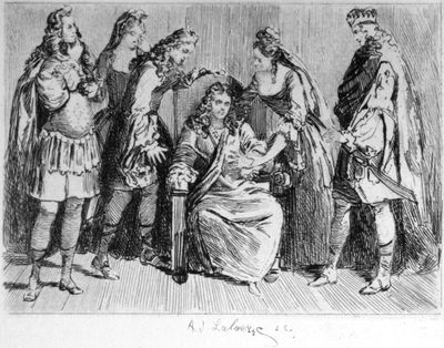 Scene illustrating Addisons Cato. After the contemporary design by Lud. du Guernier.