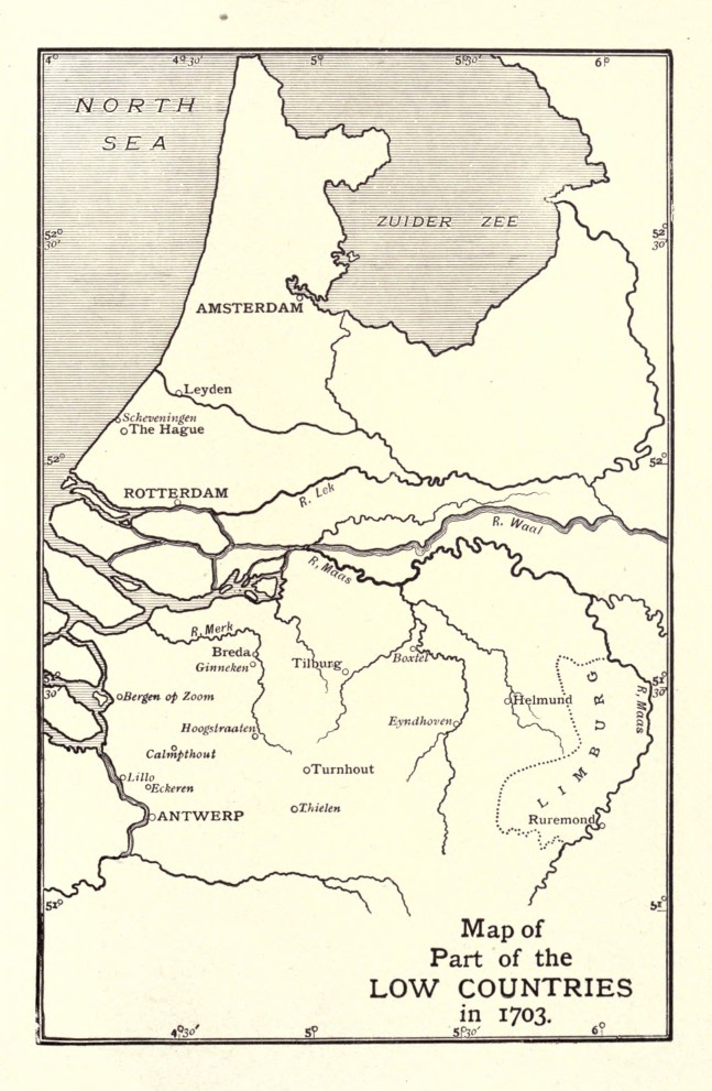 Map of Part of the LOW COUNTRIES in 1703.