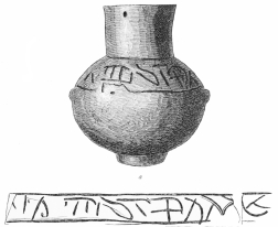 No. 3. (a). Inscribed Terra-cotta Vase from the Palace
(8 M.).

(b). The Inscription thereon.