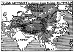 YUAN CHWANG’S route from China to India, 629-645 A.D.