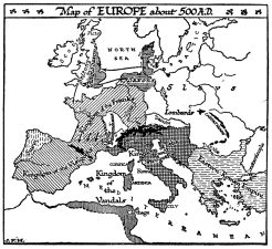 Map of EUROPE about 500 A.D.