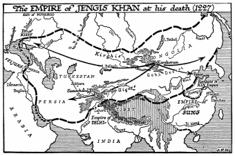 The EMPIRE of JENGIS KHAN at his death (1227)
