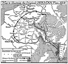 Map to illustrate the Original GERMAN Plan, 1914