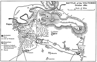 Map of the BATTLE of the VOLTURNO
October 1860.