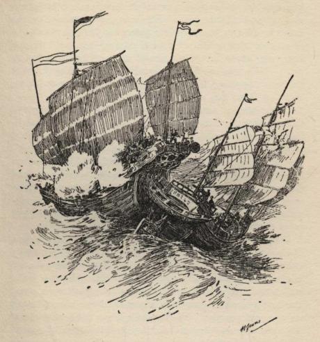 The battle between the Sally and the pirates