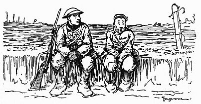 two soldiers sitting and talking
