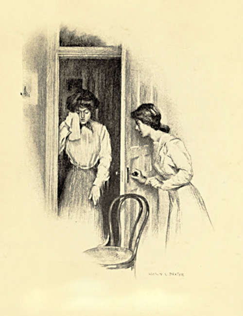 Illustration: ON THE THRESHOLD STOOD MISS ELLINGWOOD