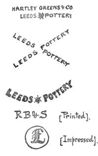 Various Leeds pottery marks