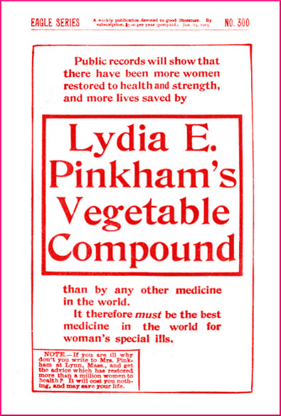 Advertisement for Lydia E. Pinkham's Vegetable Compound