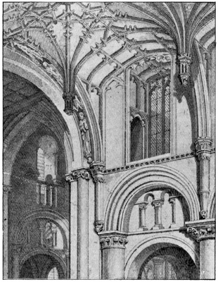 TRACERY OF THE CHOIR CEILING, SHOWING TRANSEPT CLERESTORY BEFORE THE RESTORATION.