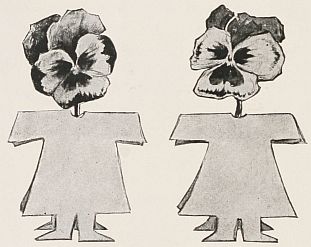 Pansies with paper bodies and dresses