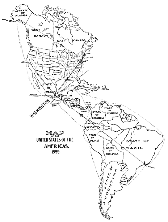 MAP OF THE UNITED STATES OF THE AMERICAS. 1999.