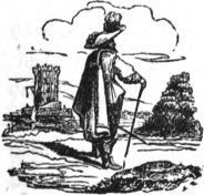 talilpiece of a gentleman in a landscape with a tower