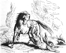 Zarata falls from his horse