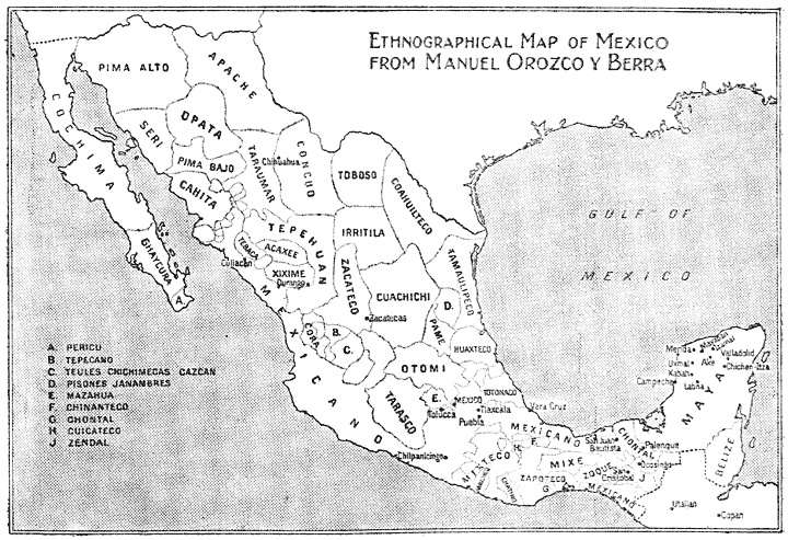Ethnographical Map of Mexico from Manuel Orozco y Berra