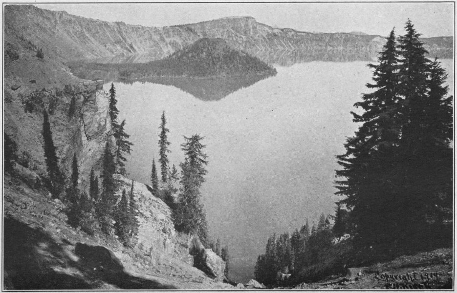 Crater Lake—Wizard Island, and over it Llao Rock