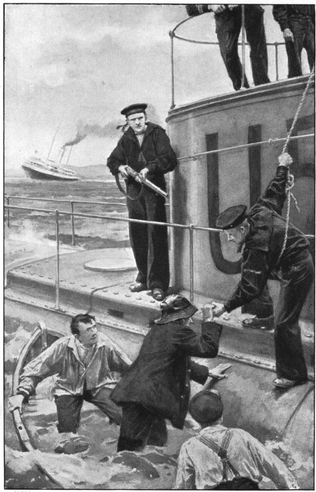 THE THREE FRIENDS ARE HAULED ABOARD THE U-BOAT