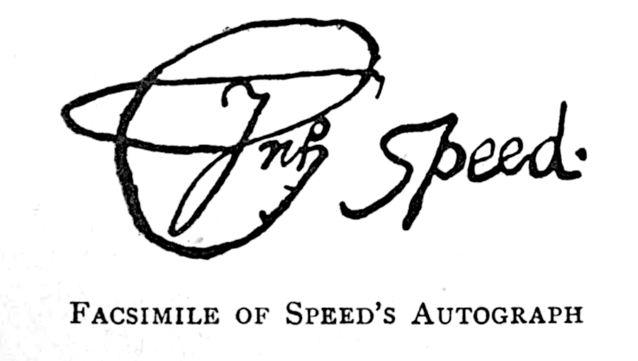 Facsimile of Speed's autograph