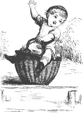 Albert rides the basket-horse.