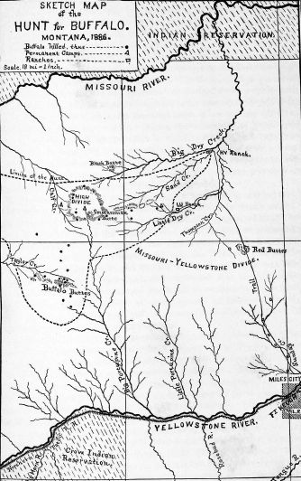  Sketch map of the hunt for buffalo. Montana 1886.