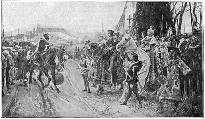De overgave van de stad Granada door de Mooren.