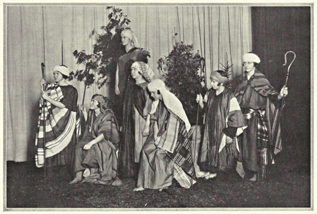 A group of students in costume as shepherds