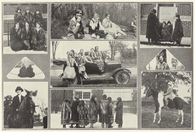 Nine photographs of students enjoying leisure activities