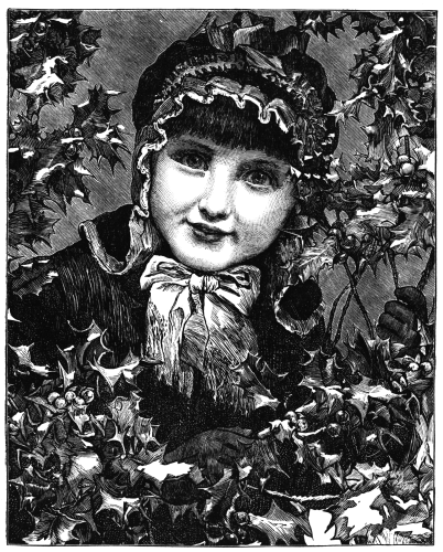Girl surrounded by holly branches