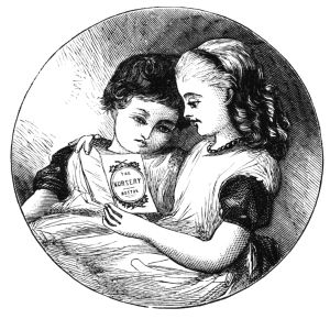 Two children reading The Nursery