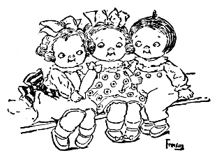 Three toddlers sitting in a row