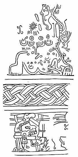 Fig. 82. Design incised on femur of deer found
    in Mound No. 39.