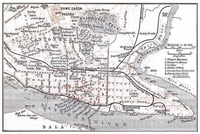 Lageplan von Rangoon.