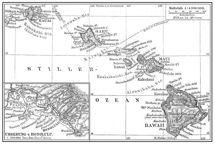 Karte des Hawaii-Archipels.