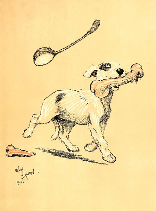 dog carrying bone