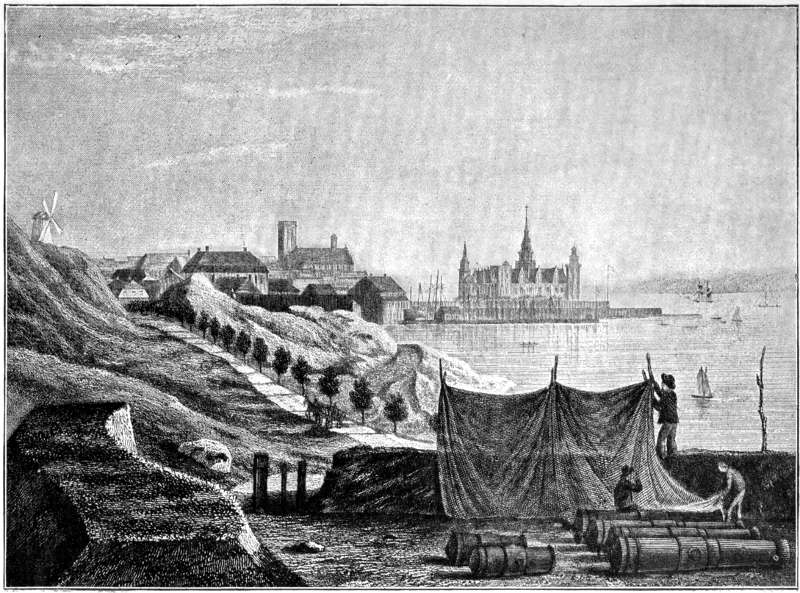 A VIEW OF ELSINORE, SHOWING THE CASTLE OF KRONBORG.