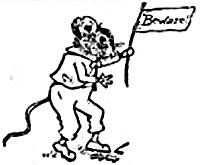 A mouse holding a sign that reads Beware