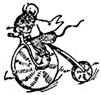 A mouse riding a penny-farthing bicycle