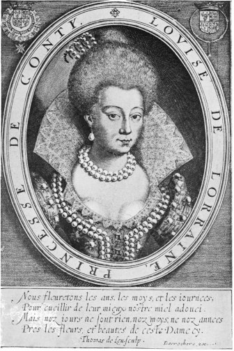 Image unavailable: CHARLOTTE LOUISE DE LORRAINE, PRINCESSE DE CONTI.

From an engraving by Thomas de Leu.