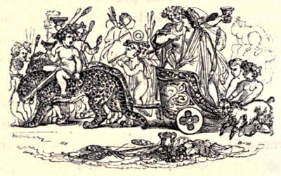 Two leopards harnessed to pull a cart