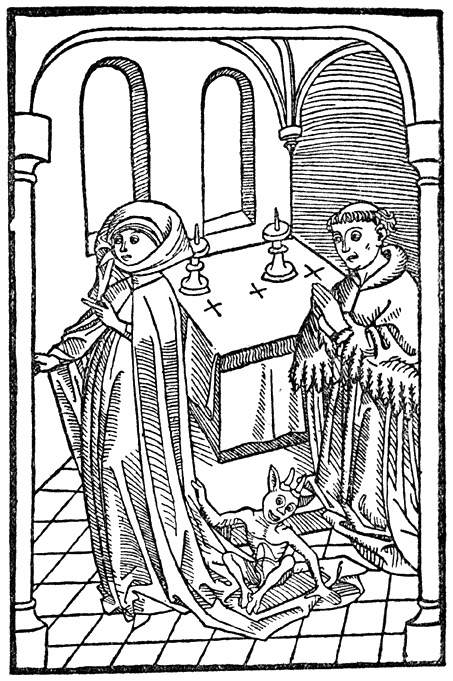 173. Karikatuur op de lange sleepen, 15e eeuw.