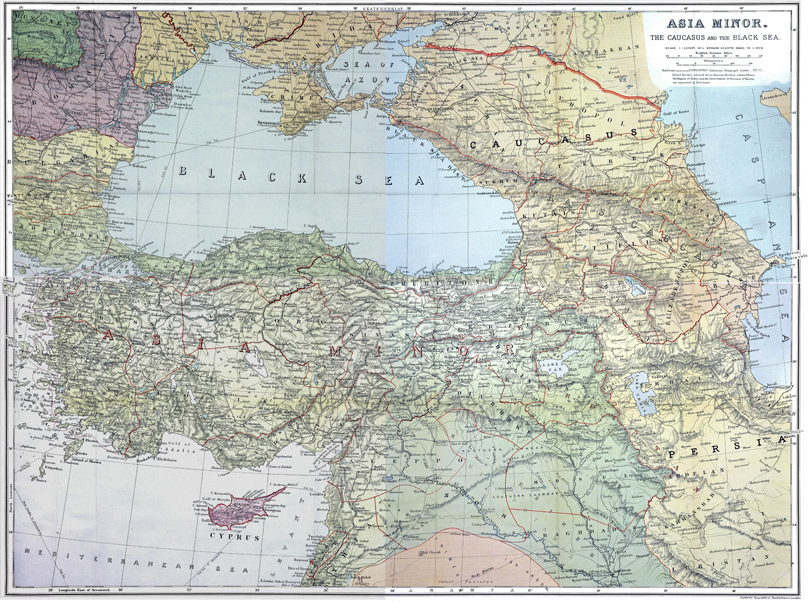 Map of the Caucasus and the Black Sea
