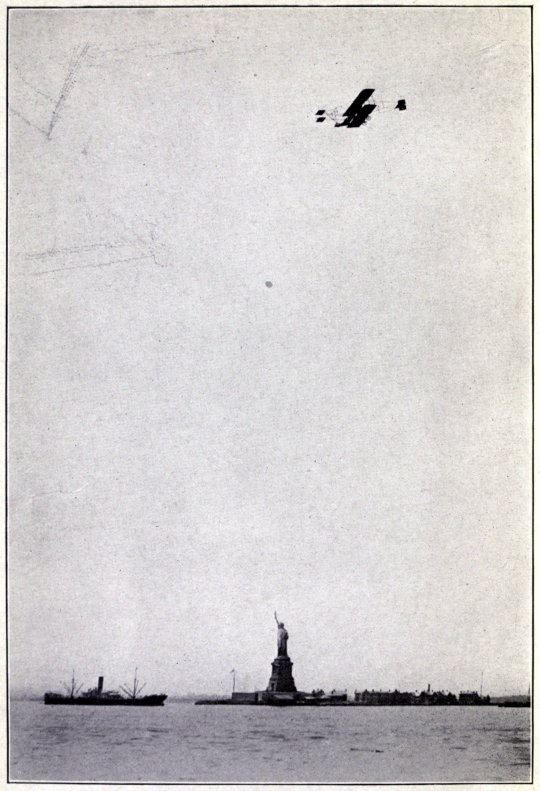 CURTISS' HUDSON RIVER FLIGHT OVER THE STATUE OF LIBERTY