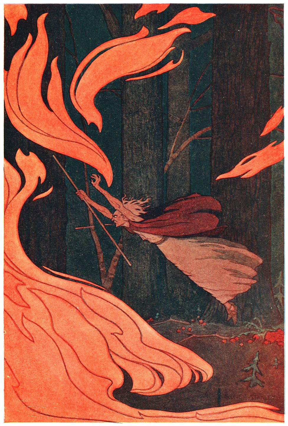 “The old witch spat on the fire”
