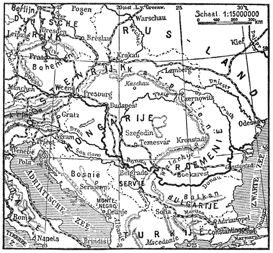 Kaartje van Midden- en Zuid-Oost-Europa.