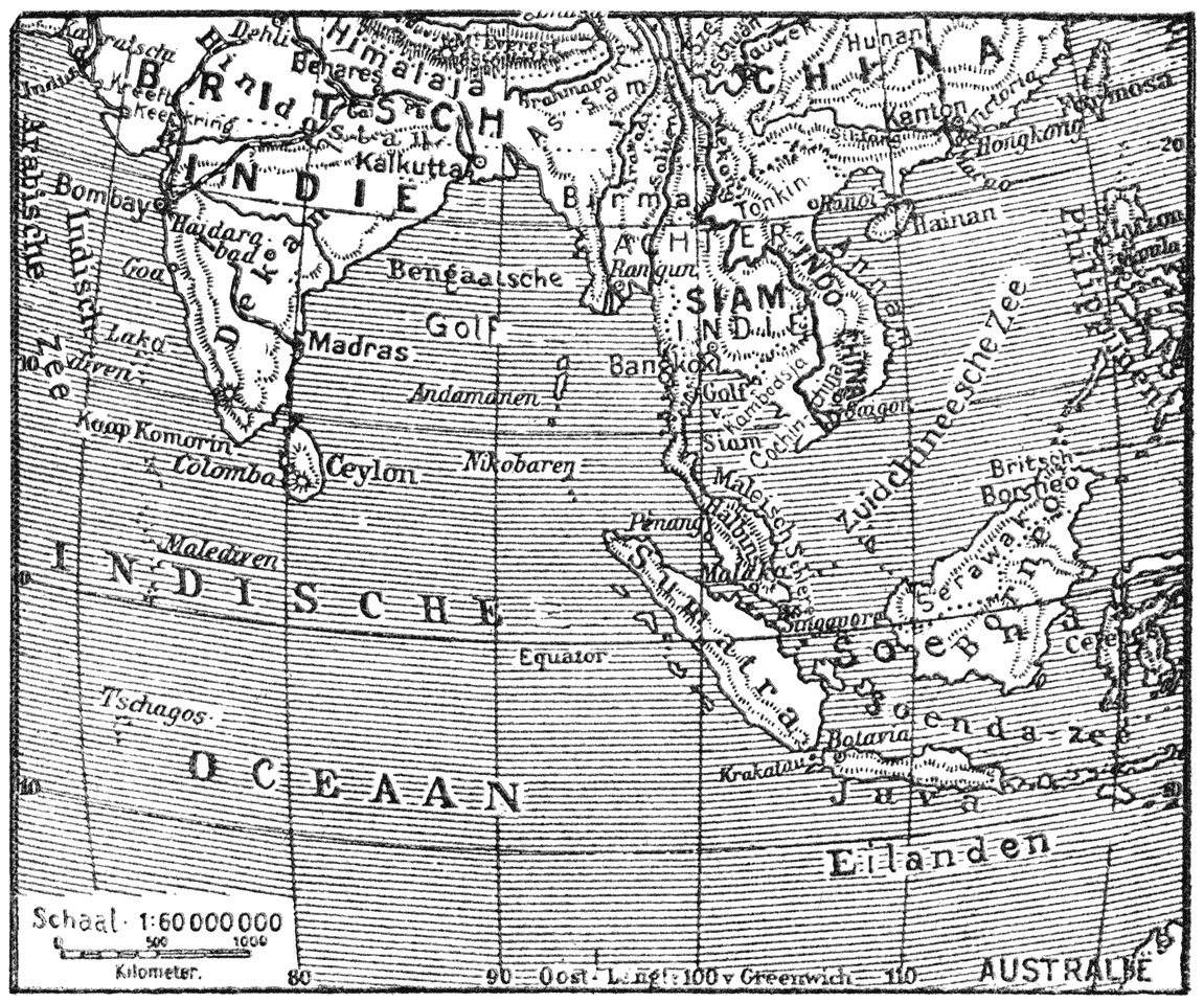 Kaart van Voor- en Achter-Indië.