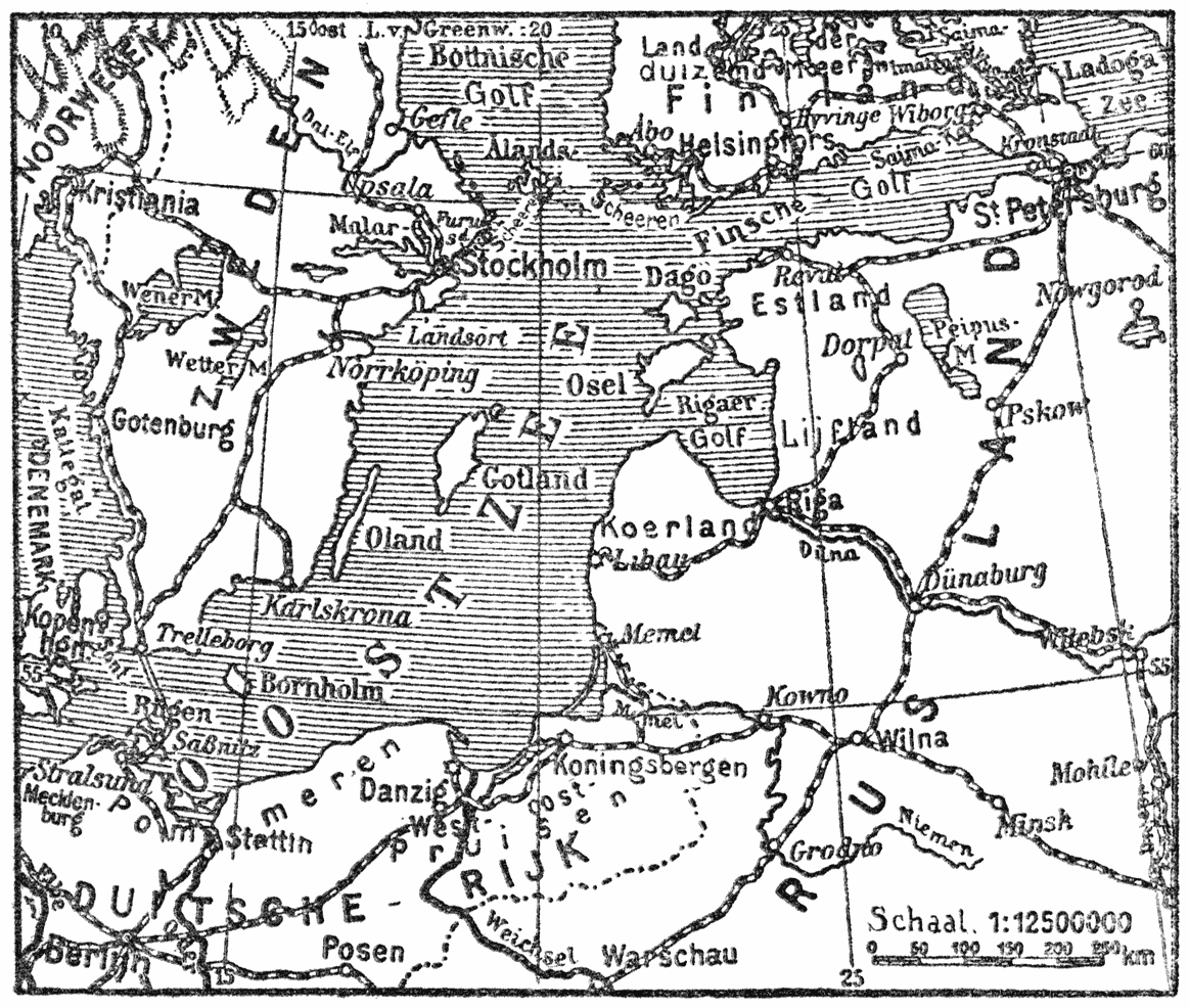 Kaartje van de Oostzee-landen.
